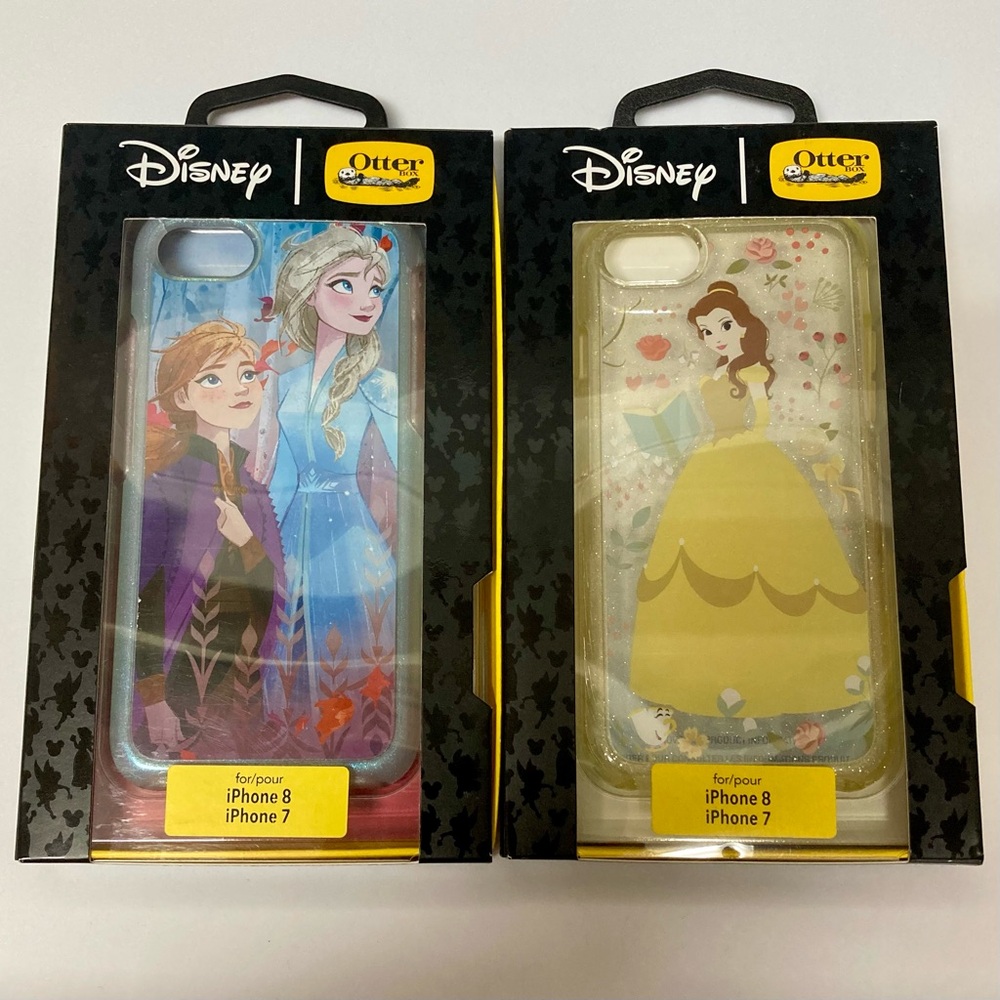 Bundle of 2 Disney Otterbox Phone Cases for iPhone 7 & 8 - Frozen & Belle